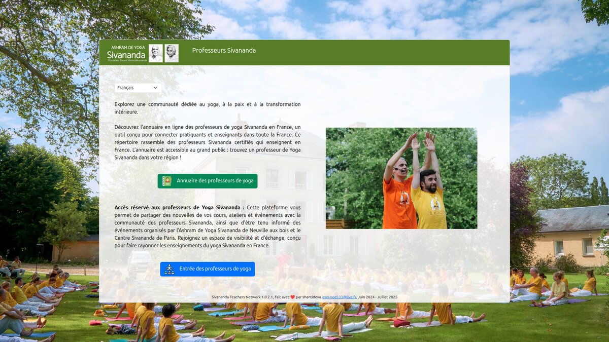 Professeurs Sivananda - Annuaire et réseau social de professeurs de yoga avec paiement PayPal